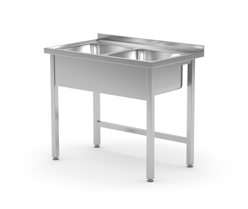 HENDI Tafel met 2 spoelbakken – gelast 815007