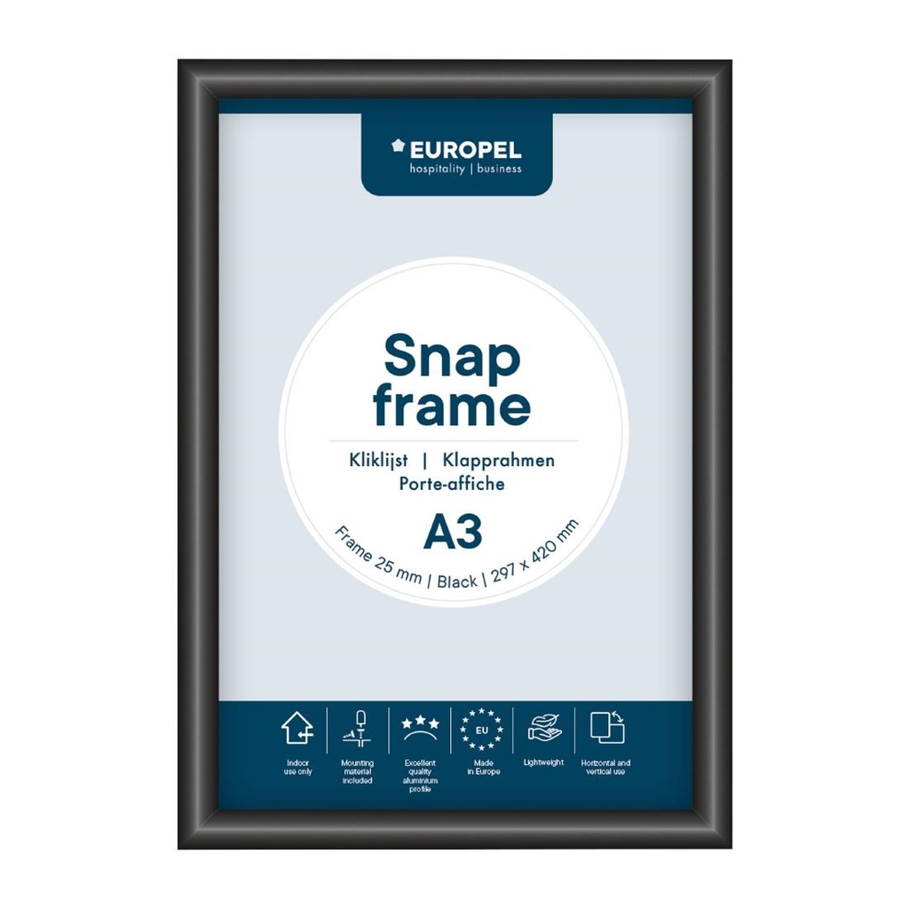 Europel Kliklijst A3 25mm Zwart