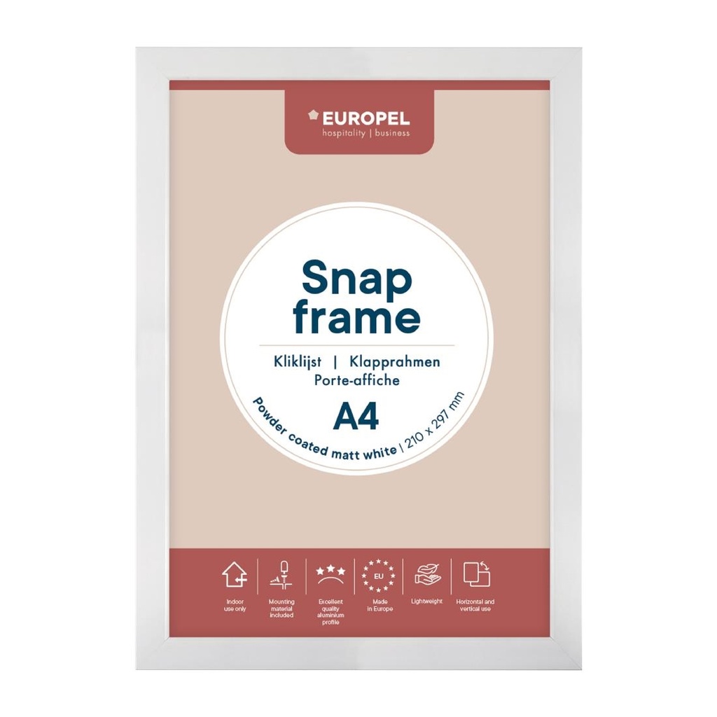 Europel Kliklijst A4 25mm Mat Wit