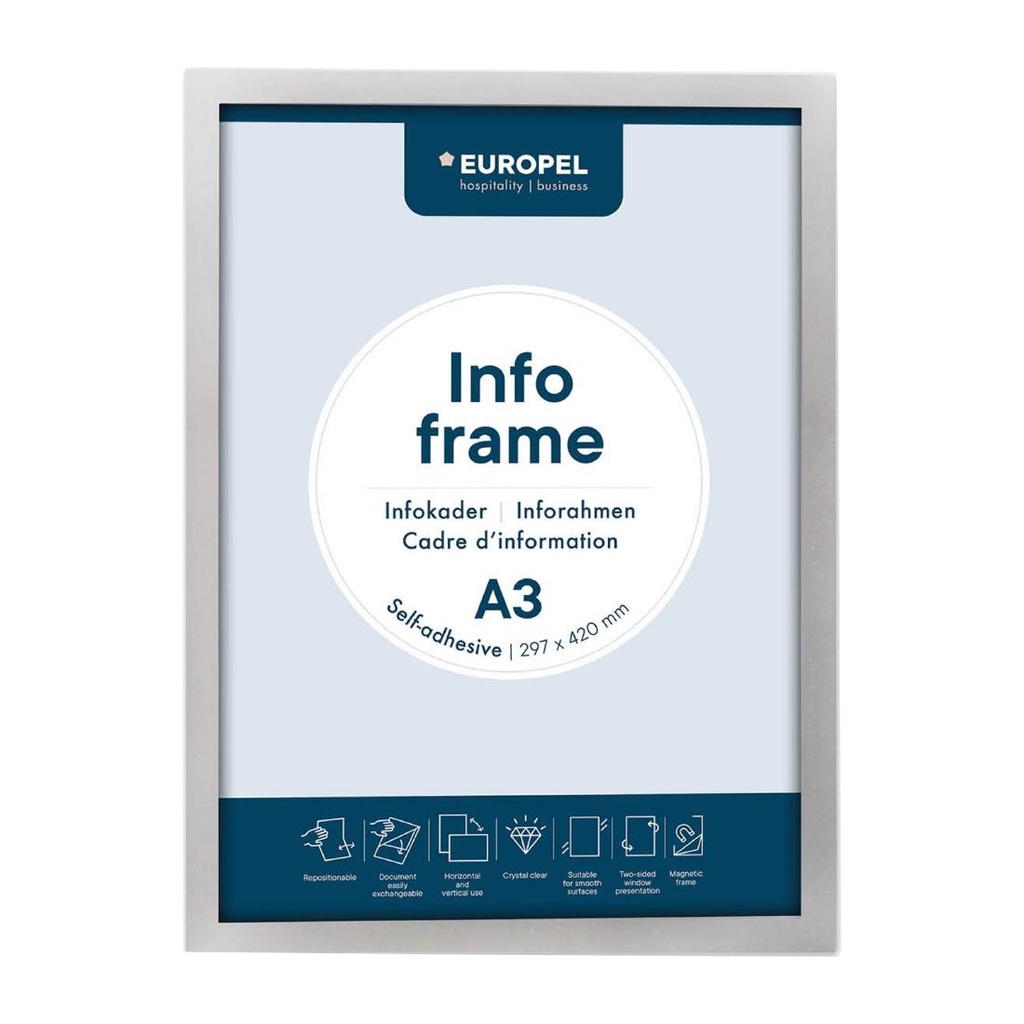 Europel Infolijst / Zelfklevende Set 2 Stuks A3 Zilver