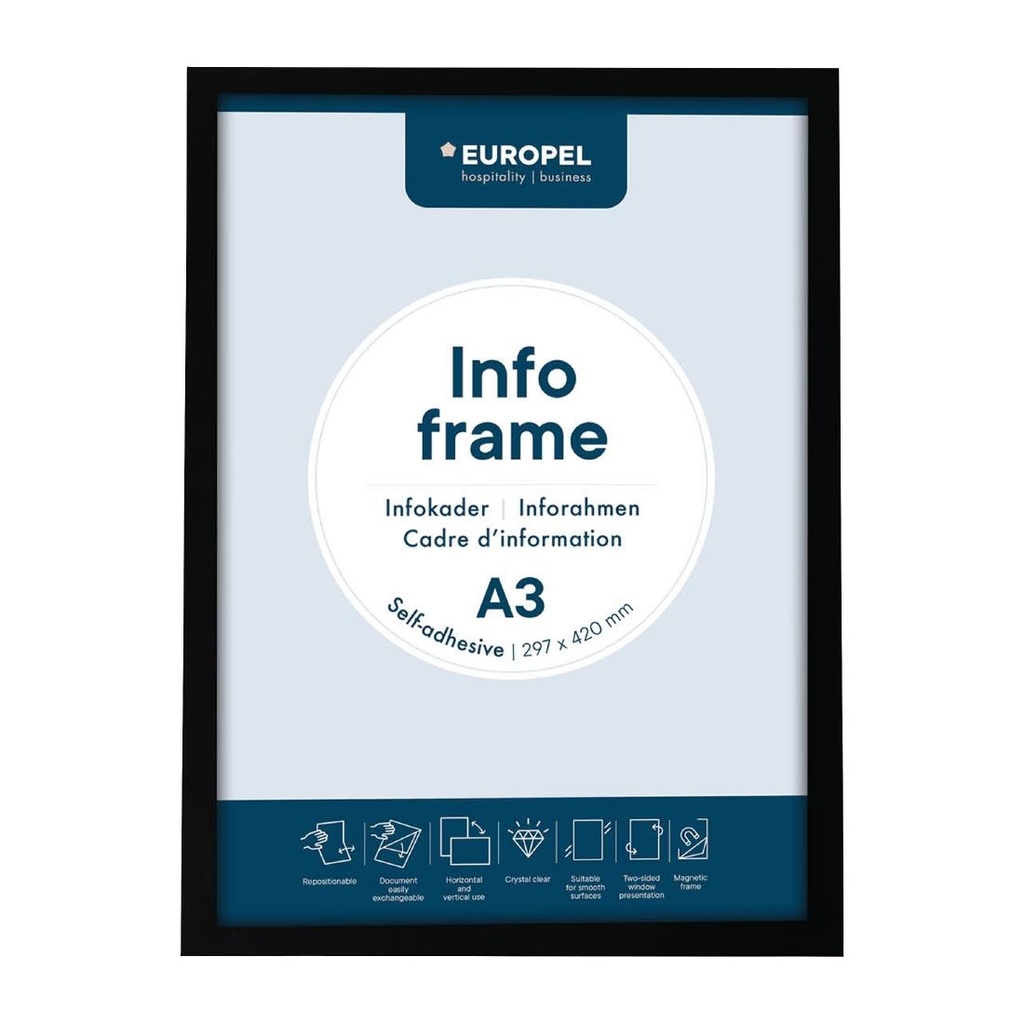 Europel Info Kader / Zelfklevende Set 2 Stuks A3 Zwart