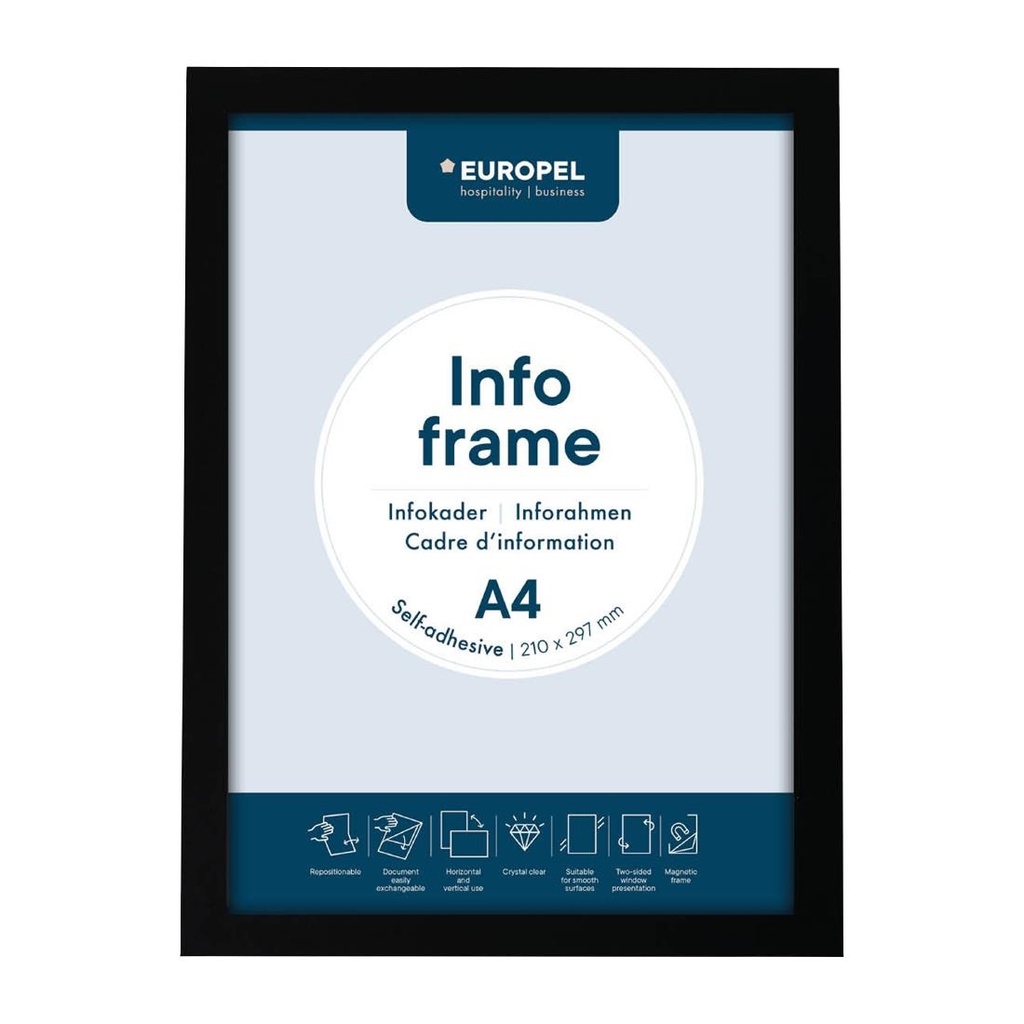 Europel Infokader / Zelfklevende Set Van 2 Stuks A4 Zwart