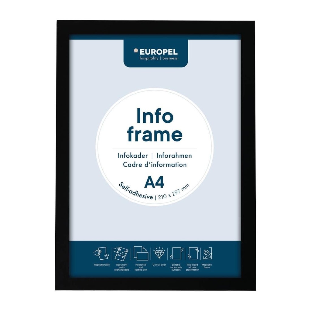 Europel Infokader / Zelfklevende Set Van 2 Stuks A4 zwart