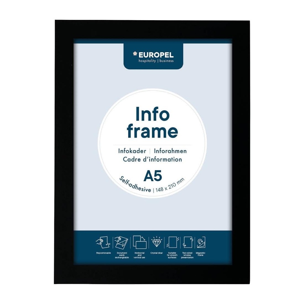 Europel Info Frame / Zelfklevende Set 2 Stuks A5 zwart