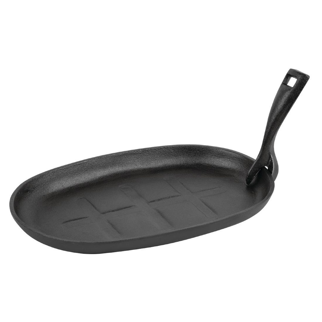 Olympia gietijzeren schaal/sizzle platter ovaal 28x19cm