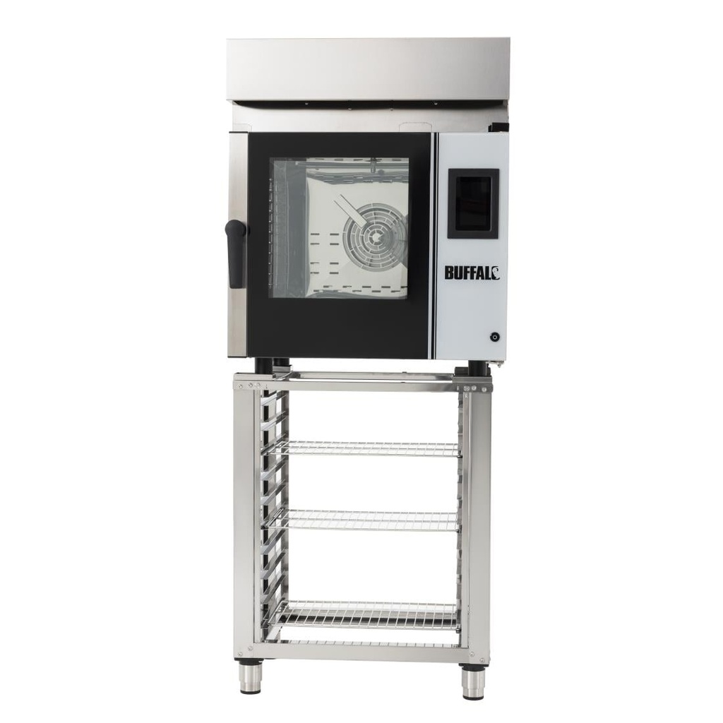 Buffalo Vrijstaande Slimme Touchscreen Compacte Combi Oven 6 x GN 1/1 Met Installatiekit En Afzuigkap
