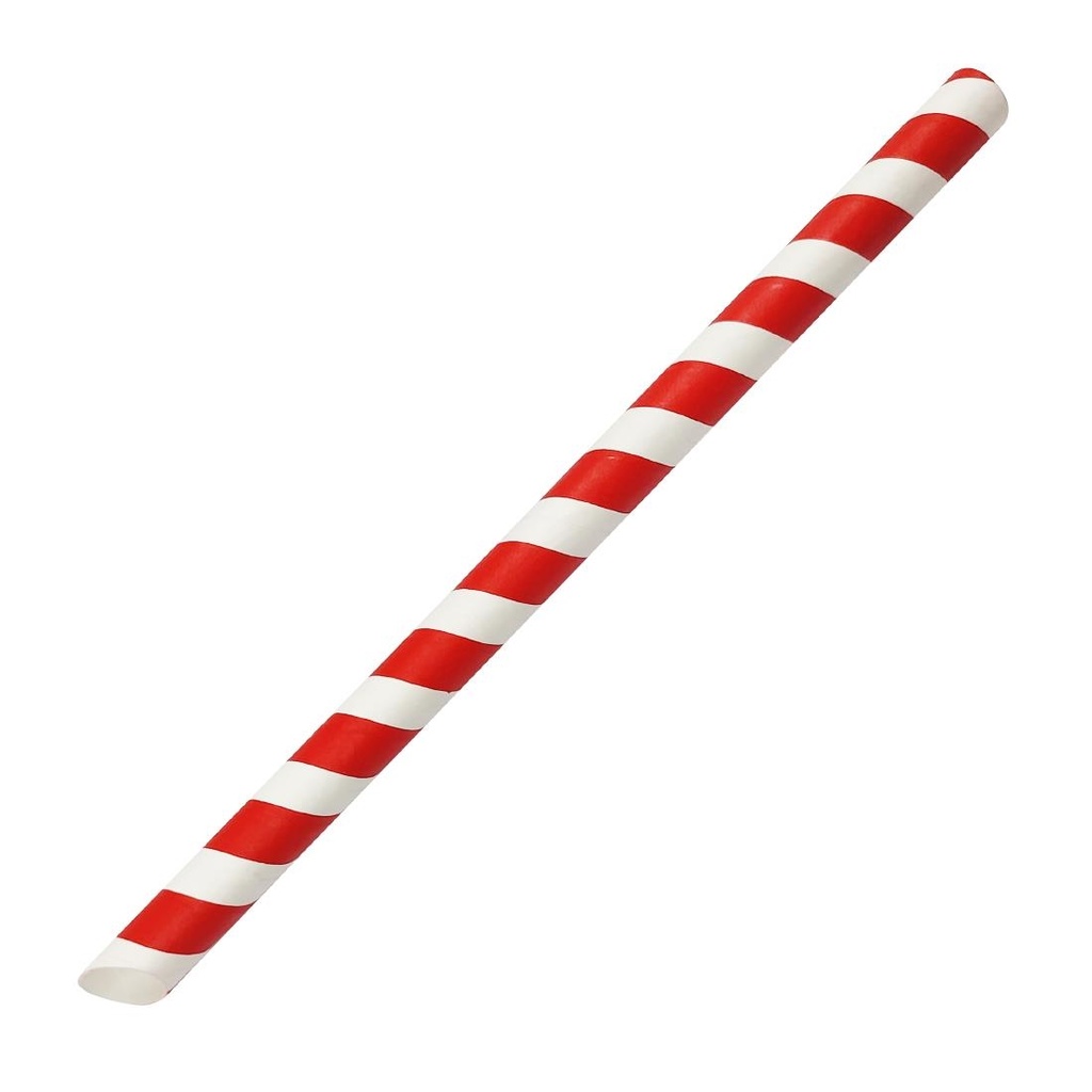 Fiesta Composteerbare Bubble Tea Rietjes Rood & Wit 12X210mm (150 stuks)
