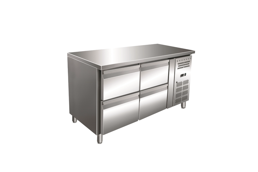 Gastro-Inox RVS GN koelwerkbank met 4 laden, geforceerd gekoeld