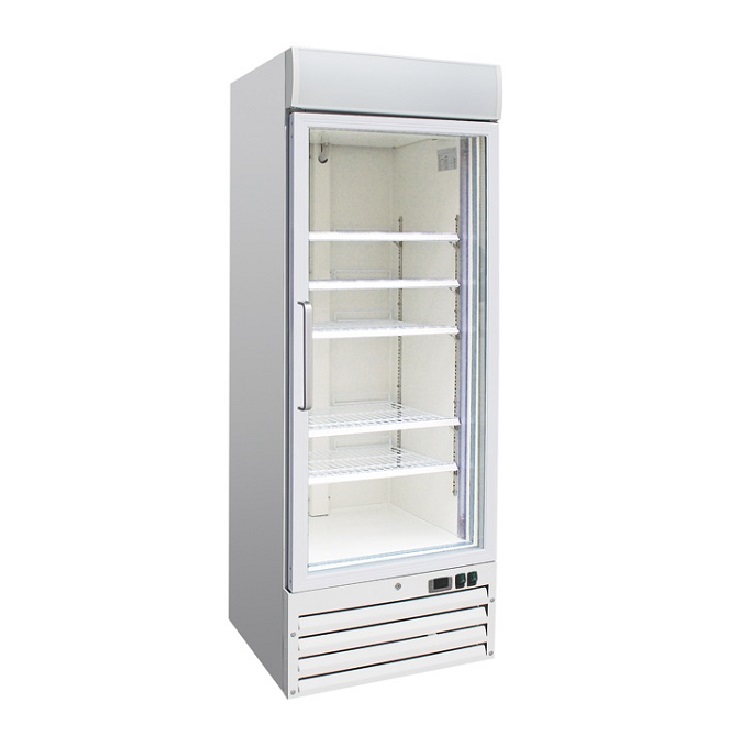 Gastro-Inox wit stalen display vriezer 600 liter met glasdeur, geforceerd gekoeld