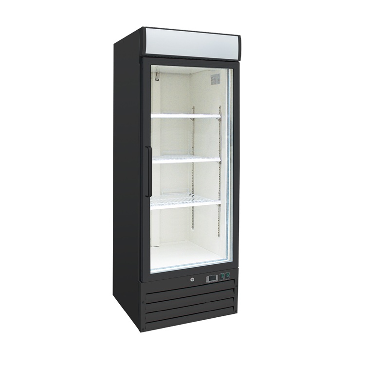 Gastro-Inox zwart stalen display koeling 600 liter met glasdeur, geforceerd gekoeld