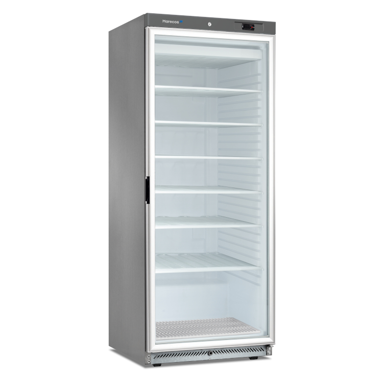 Marecos roestvrijstalen GN 2/1 vriezer met glasdeur 600 serie
