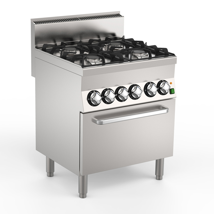 Mareno M1-600 gasfornuis met 4 x 6Kw branders en elektrische heteluchtoven, 70cm
