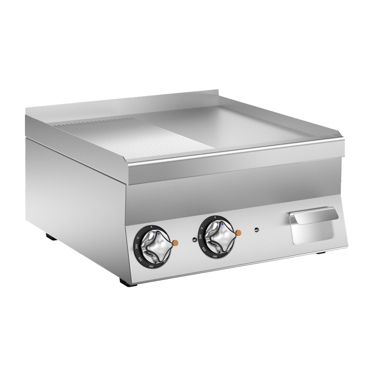 Mareno M1-600 elektrische bakplaat met half gladde/geribbelde roestvrijstalen plaat, 60cm