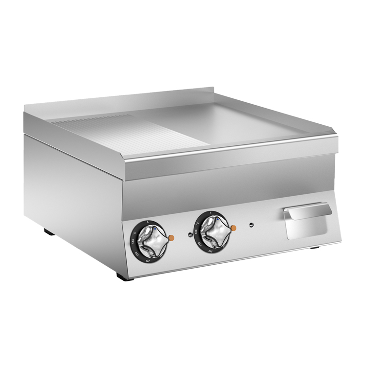 Mareno M1-600 elektrische bakplaat met half gladde/geribbelde verchroomde plaat, 60cm