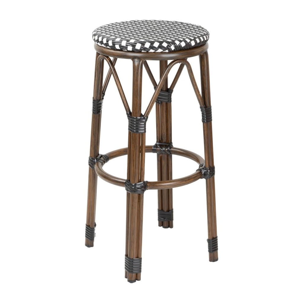 Bolero Parijse Stijl PE Rieten Barkrukken Zwarte Stip Mix (2 stuks)