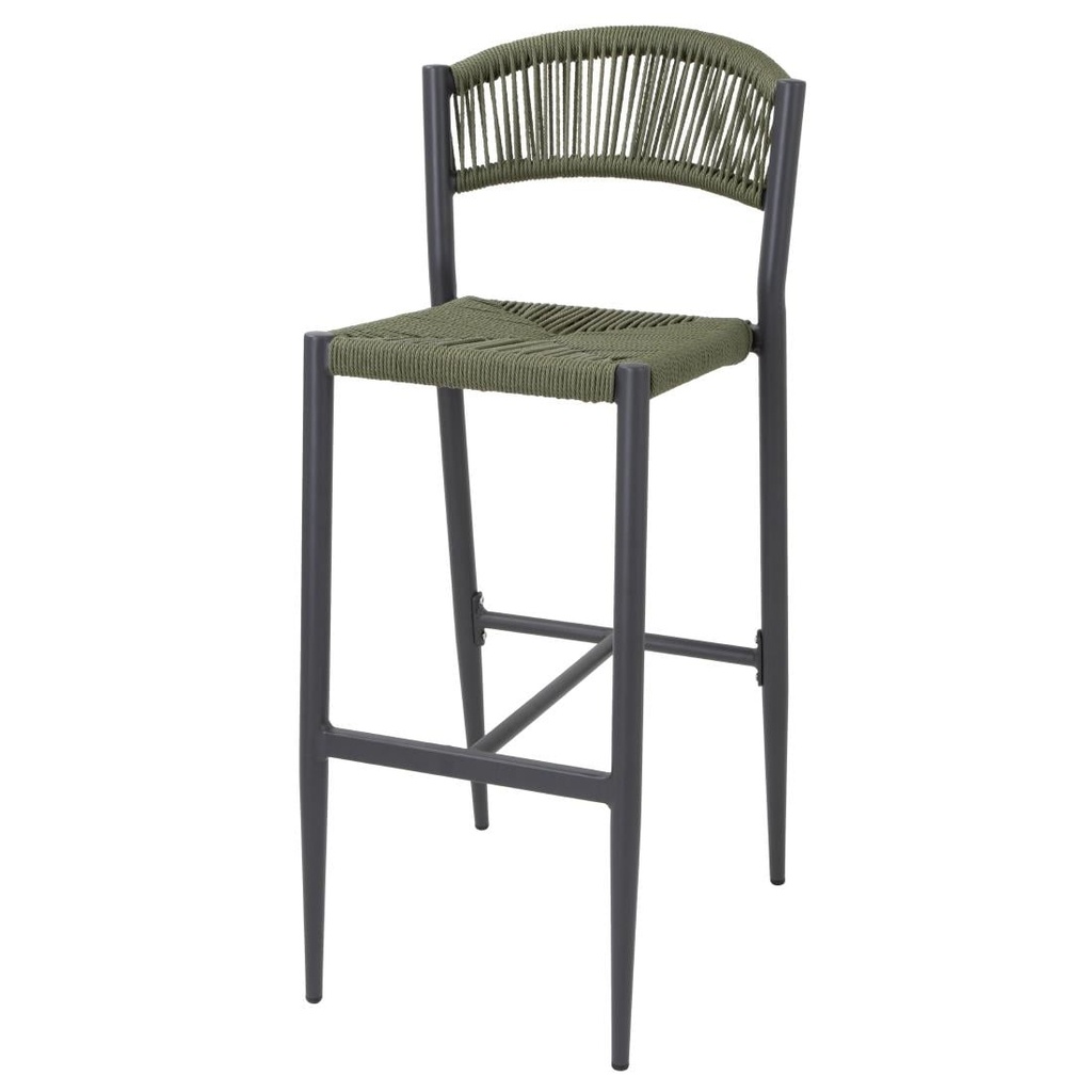 Bolero Eden PE gevlochten rattan outdoor barkrukken groen (2 stuks)