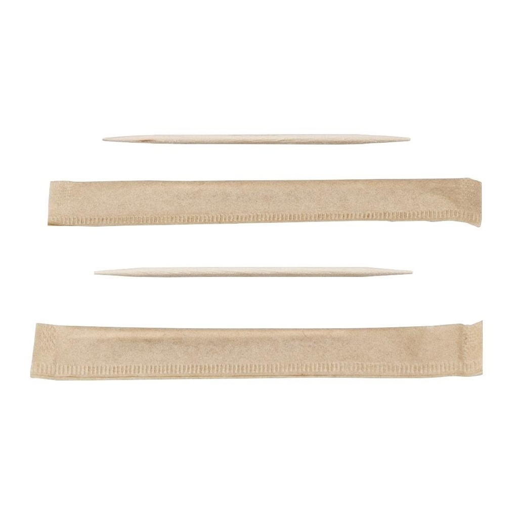 Sier Disposables FSC® Houten Tandenstoker, Twee Punten, Per Stuk Verpakt, 65 mm (1000 stuks)
