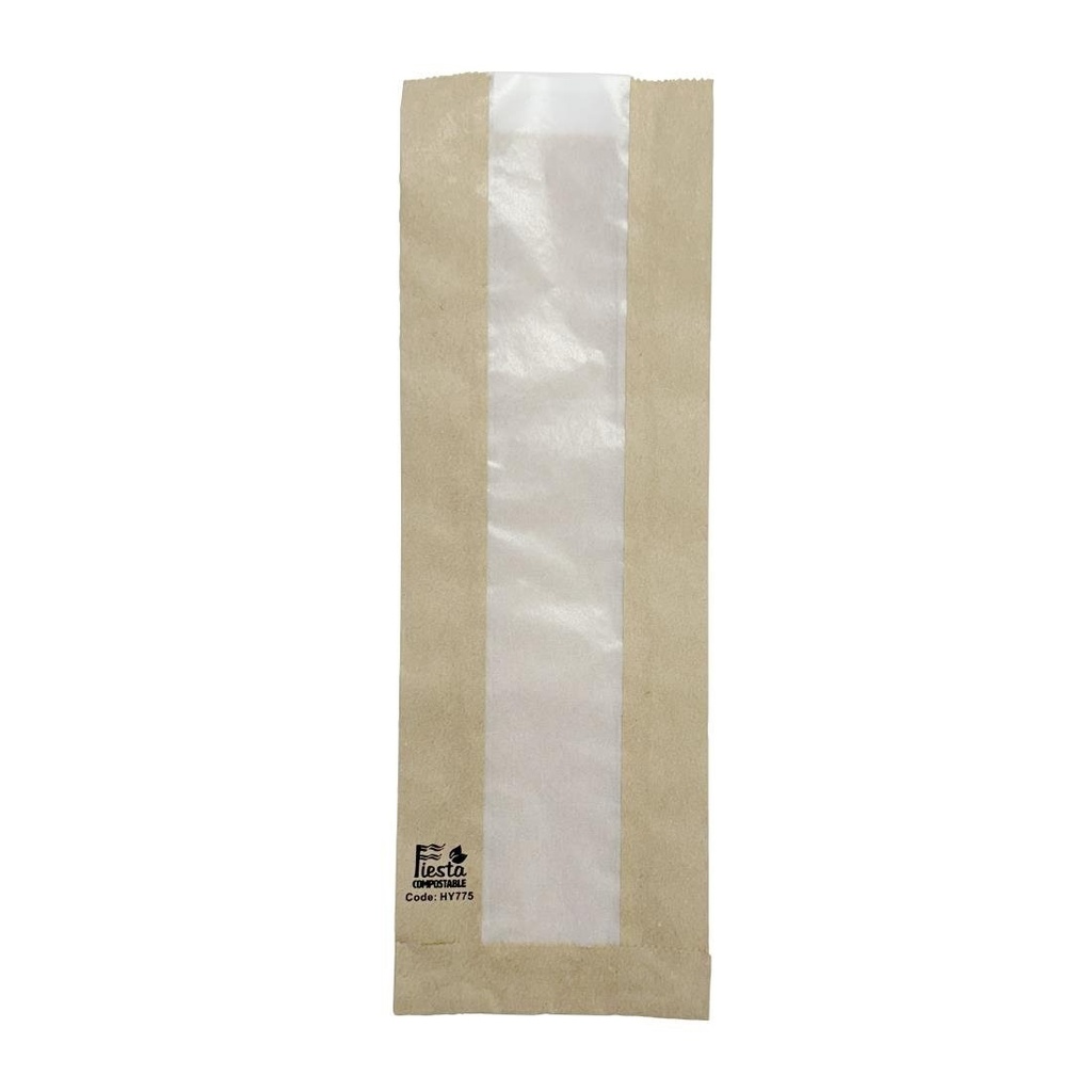 Fiesta Composteerbare Baguettezakken met Glasine Venster 300x100x60mm (1000 stuks)