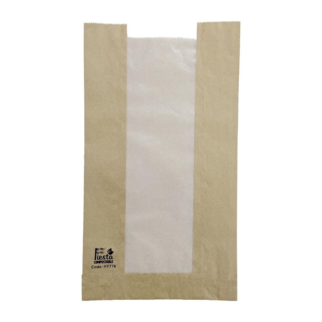 Fiesta Composteerbare Broodzakken met Glasine Venster 320x180x40mm (stuks 1000)