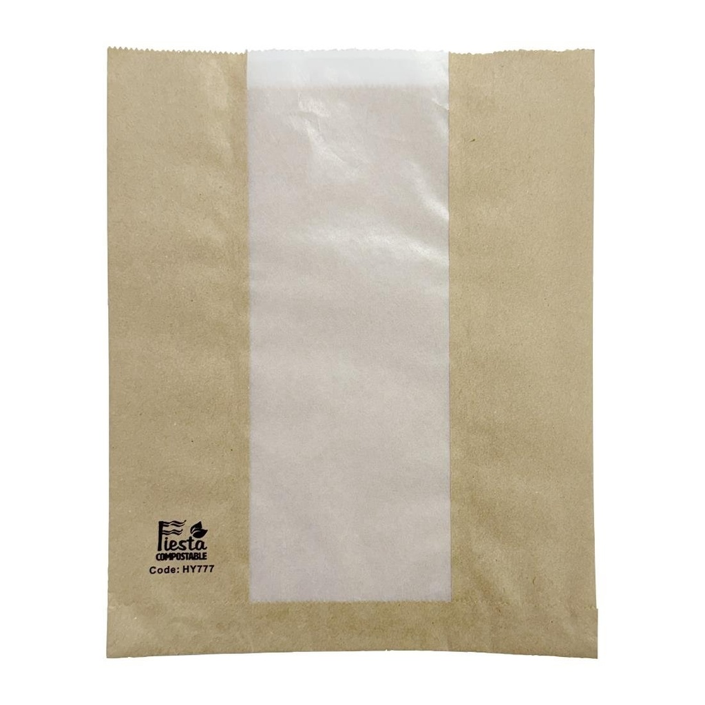 Fiesta Composteerbare Broodzakken met Glassine Venster 266x215x88mm (Pack 1000)
