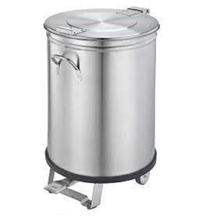 Afvalbak 75 liter met pedaalbediening, roestvrijstaal AISI 304