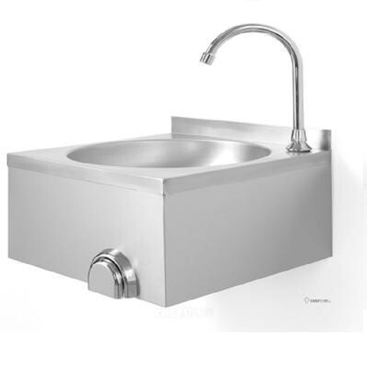 Wasbak met kniebediening en kraan, roestvrijstaal AISI 304
