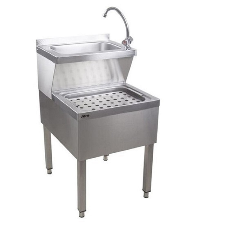 Wasbak met afdruipbak en kraan, roestvrijstaal AISI 304
