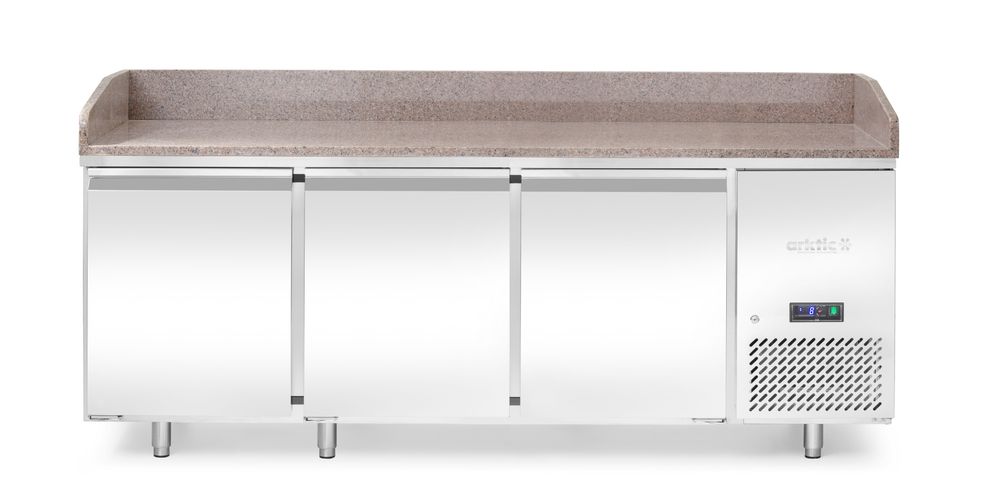 Arktic Pizzakoelwerkbank met granieten werkblad, 3-deurs 220252