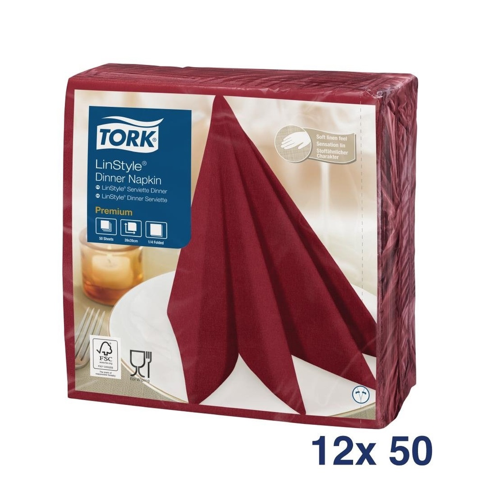 Tork disposable servetten bordeaux (600 stuks)