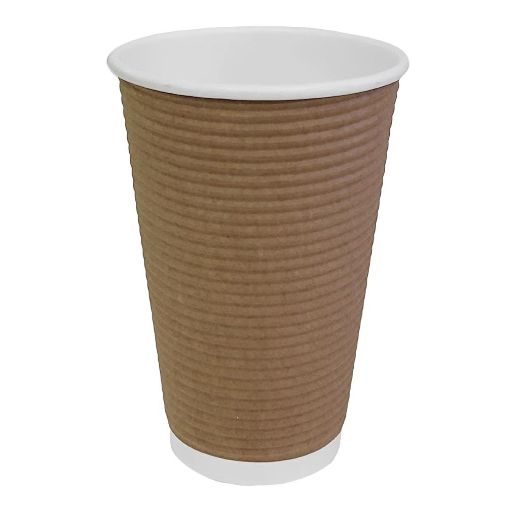 Fiesta Recyclable koffiebeker ribbelwand kraft 455ml (25 stuks)