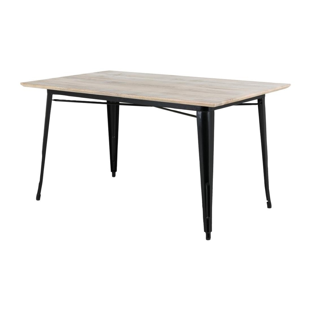 Bolero Bistro Eettafel Mangohouten Blad Zwarte Poot 1450mm
