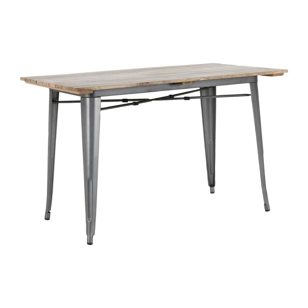 Bolero Bistro Eettafel Met Lattenblad Van Mangohout En Donkergrijze Poot 1200mm