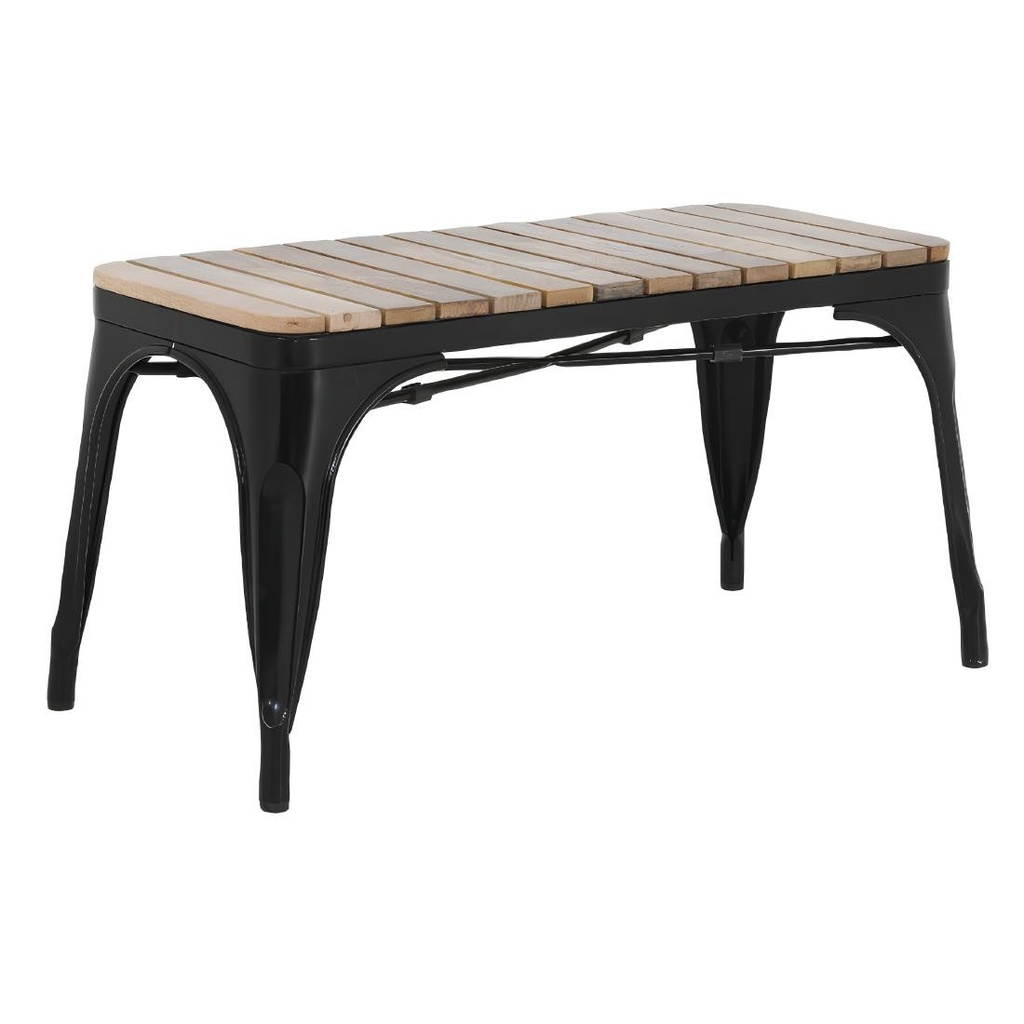 Bolero Bistro Bank Met Latten Van Mangohout Zwart 850 mm (2 stuks)