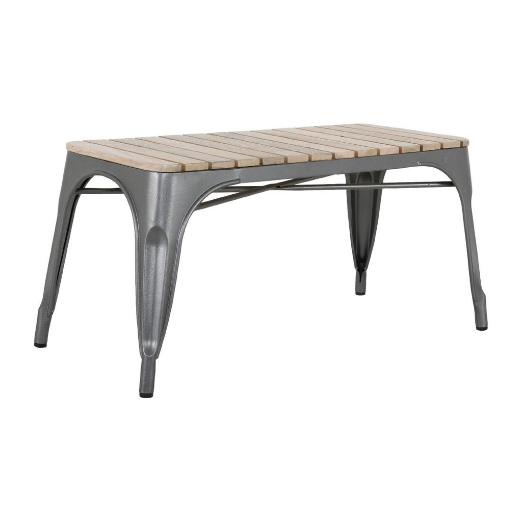 Bolero Bistro Bank Met Mangohouten Latten En Donkergrijze Poten 850mm (2 stuks)