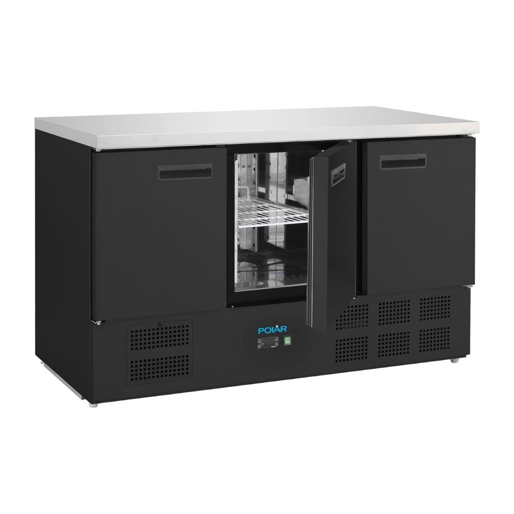 Polar G-Series 3-deurs koelwerkbank zwart 400Ltr