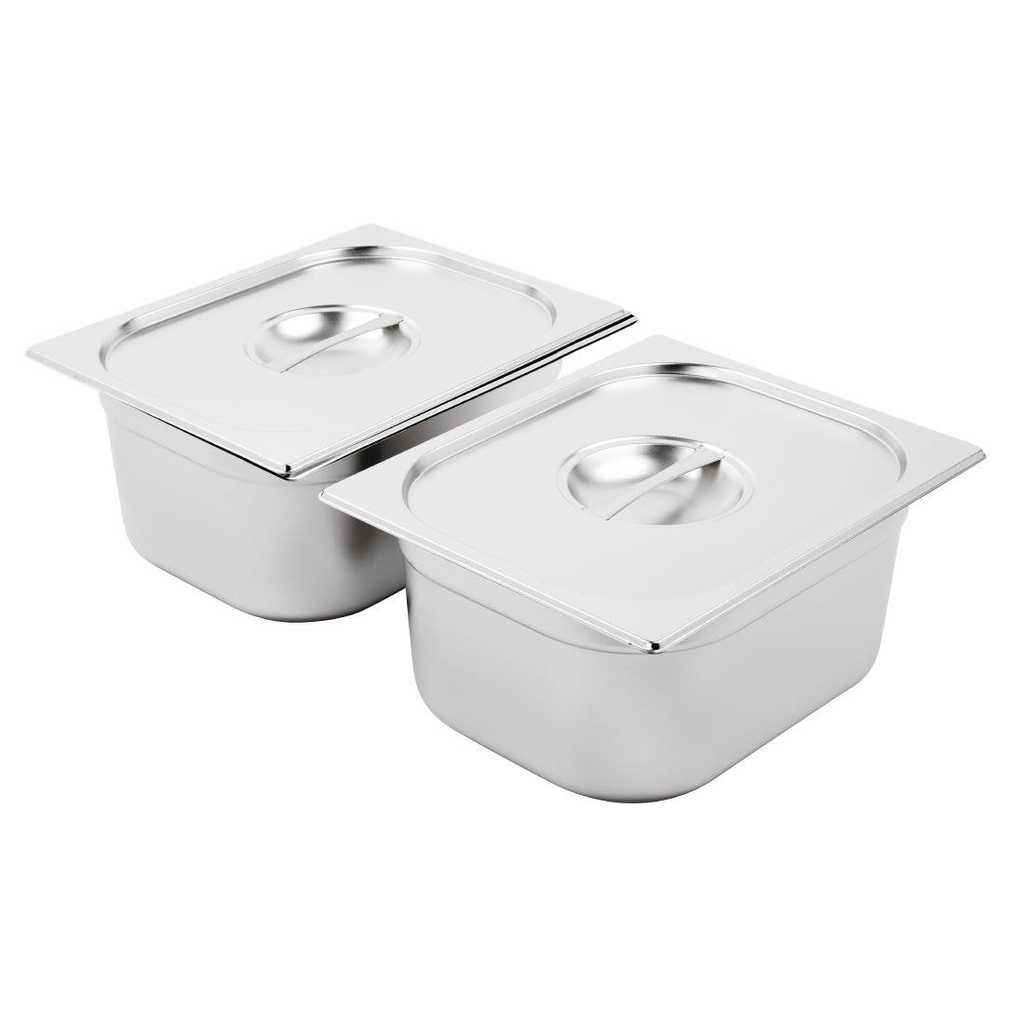 Vogue RVS Gastronorm Bakken Set 2 x 1/2 Met Deksels