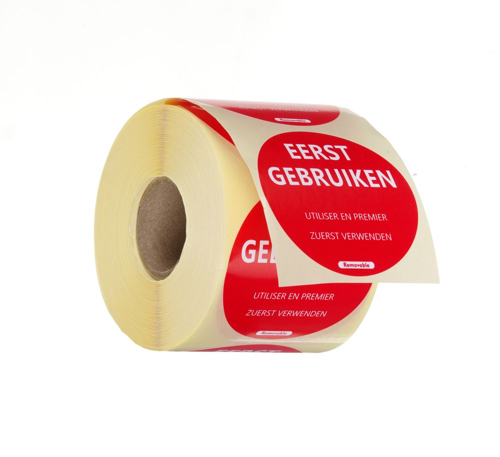 HENDI Voedselveiligheidsstickers, multifunctioneel, eenvoudig verwijderbaar, “EERST GEBRUIKEN” 850565