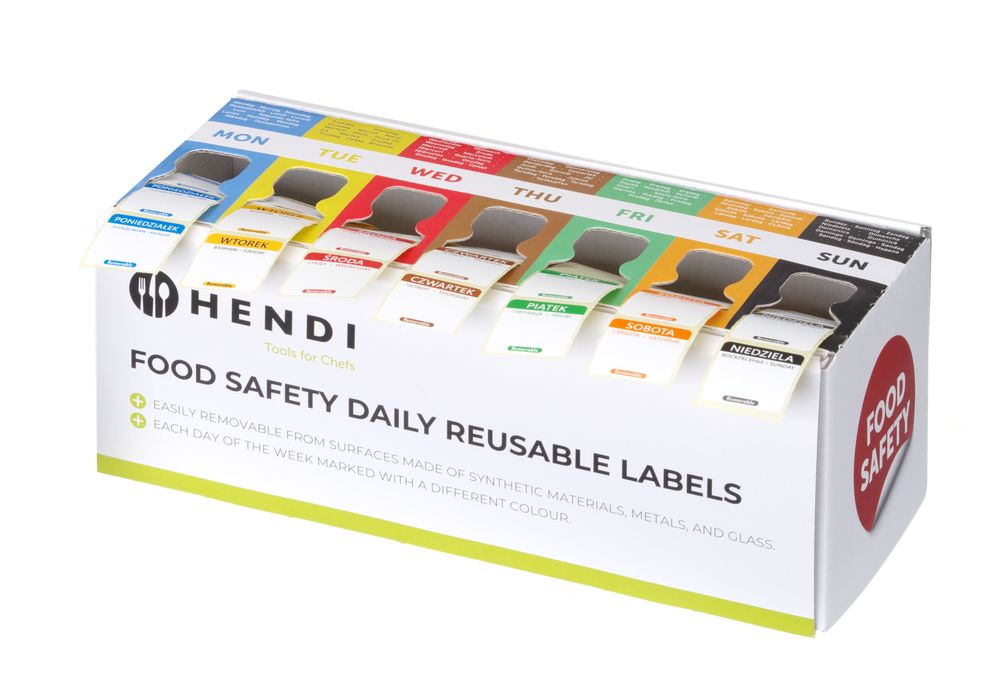 HENDI Set voedselveiligheidsstickers, multifunctioneel, eenvoudig verwijderbaar, met een dispenser 850572