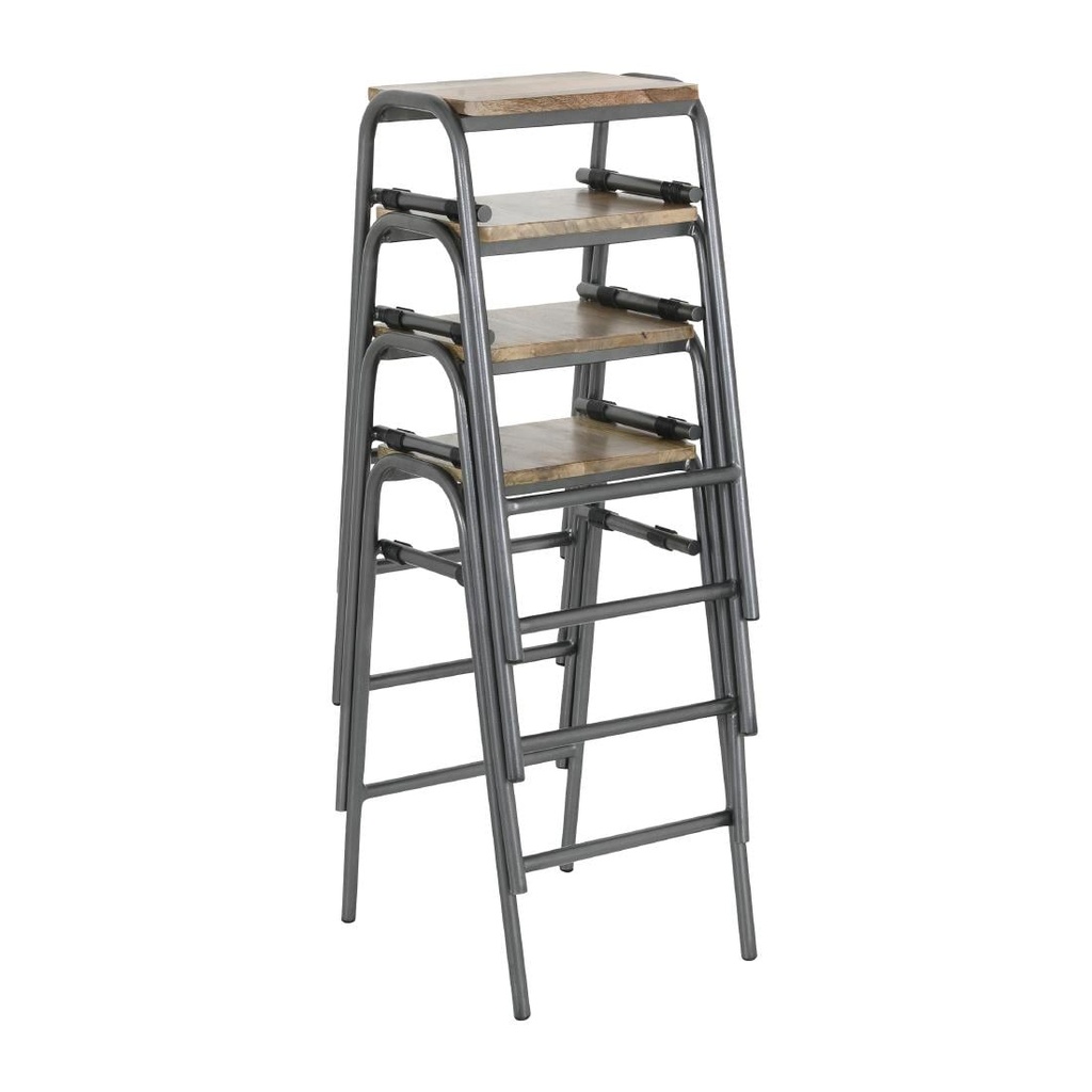 Bolero Cantina compacte barkrukken met mangohouten zitting Gunmetal (4 stuks)