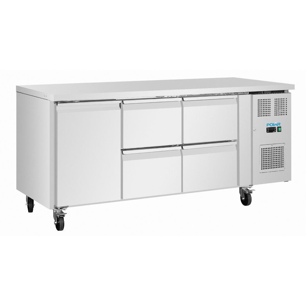 Polar U-Series Counter Fridge 4 Drawers & 1 Door