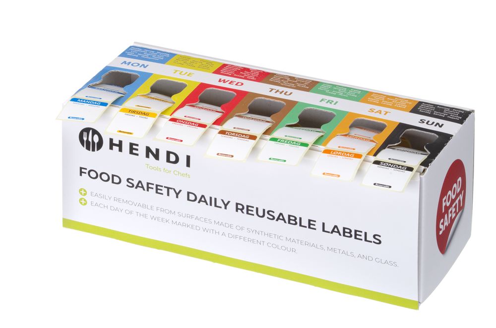 HENDI Set voedselveiligheidsstickers, multifunctioneel, eenvoudig verwijderbaar, met een dispenser 850688