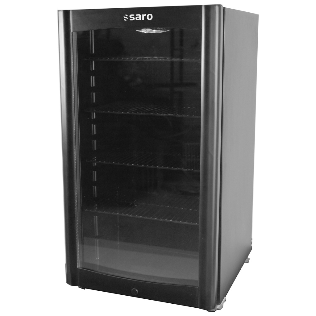 Saro Koelkast met Glazen Deur, Zwart, Model DK 90 325-2180