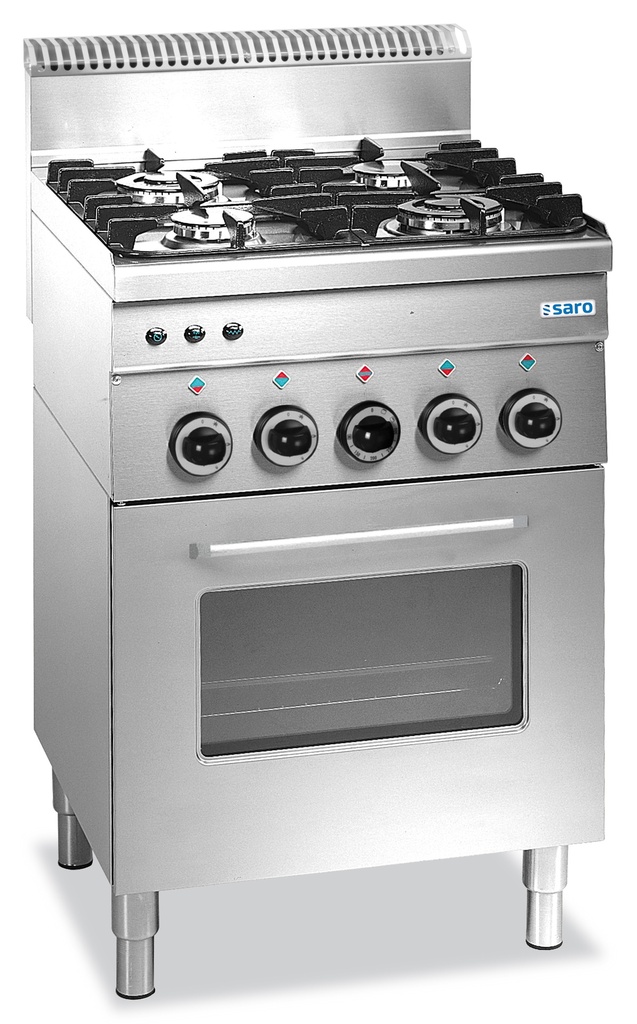 Saro Gasfornuis +Oven+Grill 4 Branders 600 Line, G4SF6 504-1000