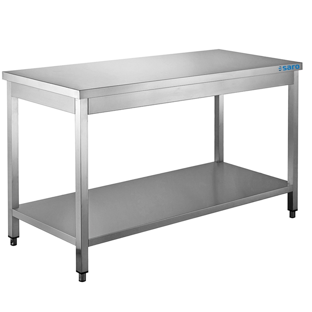 Saro RVS tafel, met onderblad - 600 mm D, 1800 mm  600-1135