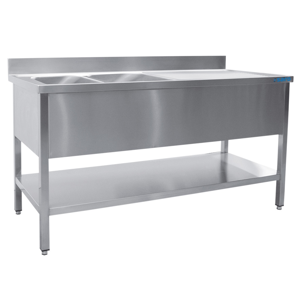 Saro spoeltafel,2 wasbakken, links - B 1400x D 600 mm 600-2540L