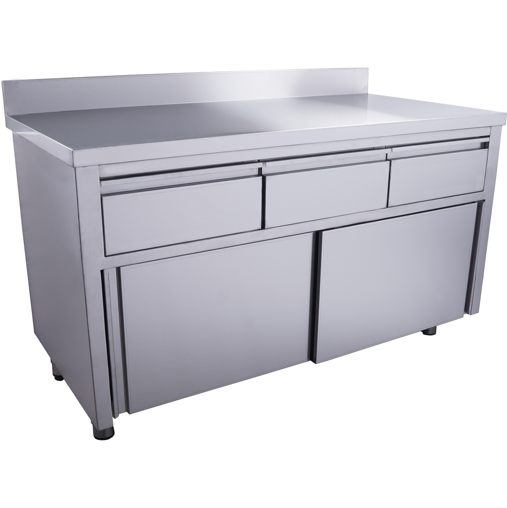 Saro Schuifdeurkast, 3 lades.1600X700mm +Opstaande rand 700-2315