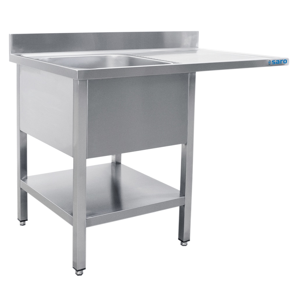 Saro Spoeltafel, 2 wasbakken, links - 700 mm D, 1200 mm 700-2600L