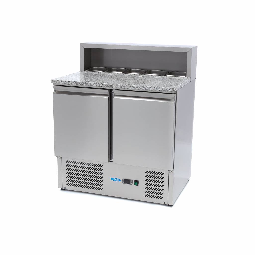 Maxima Pizzawerkbank - 90 cm - 2 Deuren - 5 x 1/6 GN - incl. RVS Afdekking 09400200