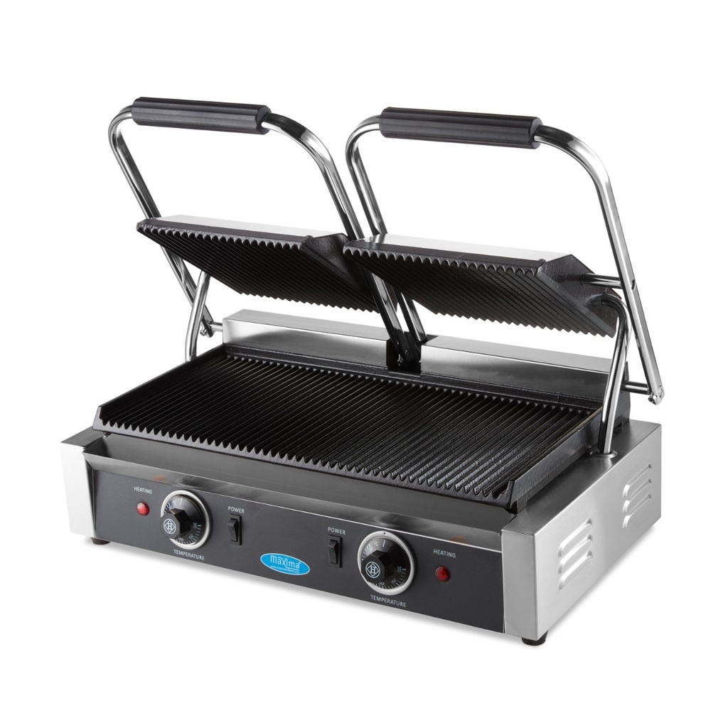 Maxima Contactgrill - Gegroefd - Dubbele Grillplaat - 2 x 22 cm 09300435