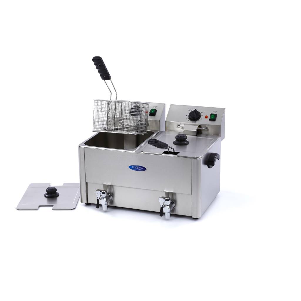 Maxima Frituurpan - 2x 8 L - 2 Manden - met Tapkraan 09300416